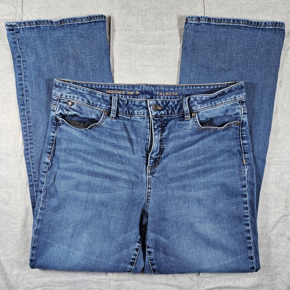 Talbots Heritage Boot Jeans Womens‎ 16 Blue Medium Wash Stretch Denim CN5010